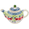 Polish Pottery Tea or Coffee Pot 13 oz Red Blossom