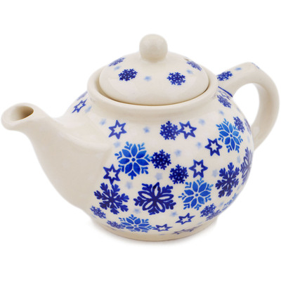 Polish Pottery Tea or Coffee Pot 13 oz Snowdrift