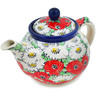 Polish Pottery Tea or Coffee Pot 13 oz Spring Blossom Harmony UNIKAT