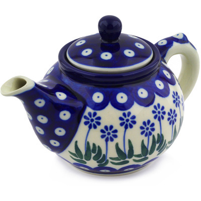 Polish Pottery Tea or Coffee Pot 13 oz Springing Calendulas