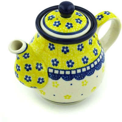 Polish Pottery Tea or Coffee Pot 13 oz Sunshine Daisies