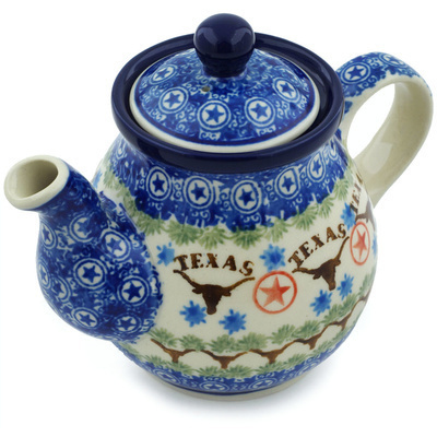 Polish Pottery Tea or Coffee Pot 13 oz Texas State