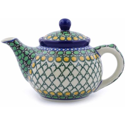 Polish Pottery Tea or Coffee Pot 13 oz Tranquility UNIKAT