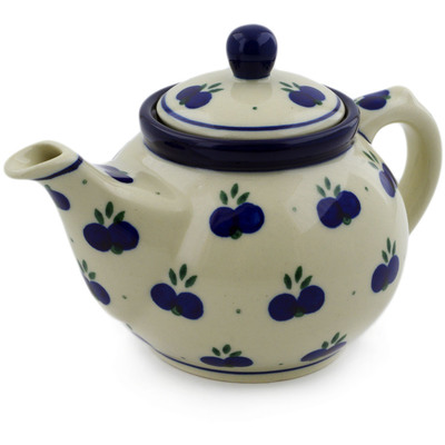 Polish Pottery Tea or Coffee Pot 13 oz Wild Blueberry