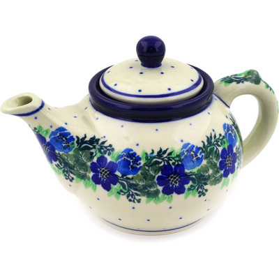 Polish Pottery Tea or Coffee Pot 13 oz Wildflower Wreath