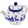 Polish Pottery Tea or Coffee Pot 13 oz Winter Deer