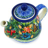 Polish Pottery Tea or Coffee Pot 13 oz Yellow Butterfly Pond UNIKAT