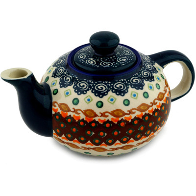 Polish Pottery Tea or Coffee Pot 15 oz Artichoke Heart UNIKAT