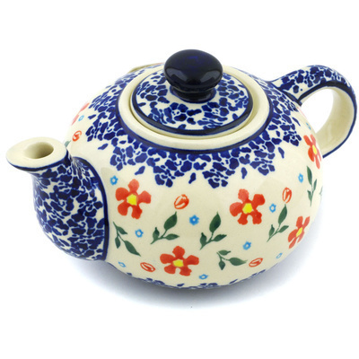 Polish Pottery Tea or Coffee Pot 15 oz Country Garden