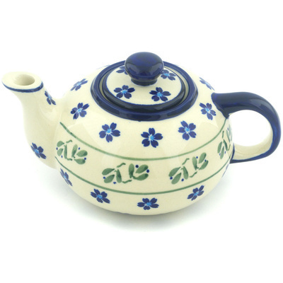 Polish Pottery Tea or Coffee Pot 15 oz Daisy Field