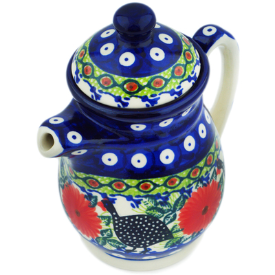 Polish Pottery Tea or Coffee Pot 15 oz Fowl In The Florals UNIKAT