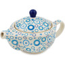 Polish Pottery Tea or Coffee Pot 15 oz Groovy Blues UNIKAT