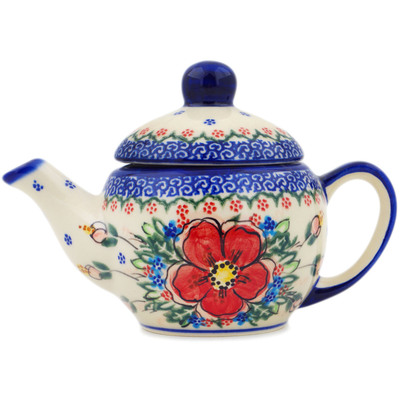 Polish Pottery Tea or Coffee Pot 15 oz Perfect Garden UNIKAT