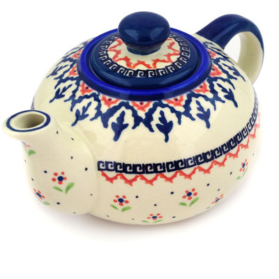 Polish Pottery Tea or Coffee Pot 15 oz Polish Daisy