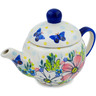 Polish Pottery Tea or Coffee Pot 15 oz Retro Garden UNIKAT