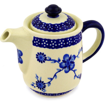 Polish Pottery Tea or Coffee Pot 16 oz Delicate Poppy