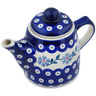 Polish Pottery Tea or Coffee Pot 16 oz Peacock Forget-me-not