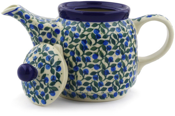 Polish Pottery Blueberries and Roses Teapot
