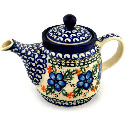 Polish Pottery Tea or Coffee Pot 17 oz Cobblestone Garden