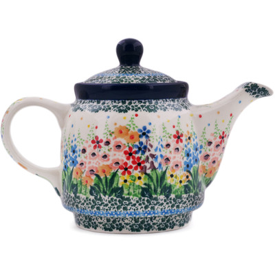 Polish Pottery Tea or Coffee Pot 17 oz Colors Of The Wind UNIKAT