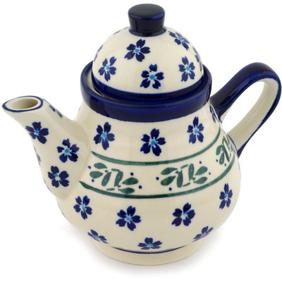 Polish Pottery Tea or Coffee Pot 17 oz Daisy Field