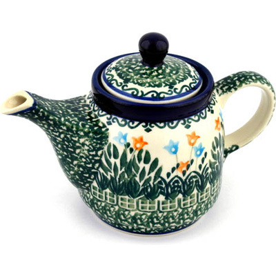 Polish Pottery Tea or Coffee Pot 17 oz Dancing Tulips