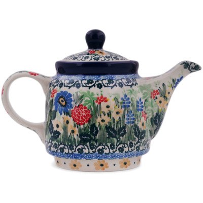 Polish Pottery Tea or Coffee Pot 17 oz In The Garden UNIKAT