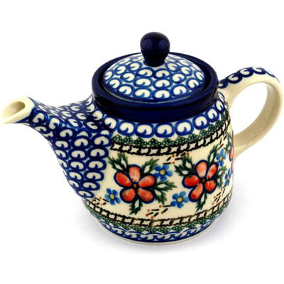 Polish Pottery Tea or Coffee Pot 17 oz Lancaster Rose