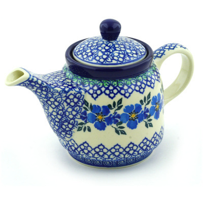 Polish Pottery Tea or Coffee Pot 17 oz Morning Glory
