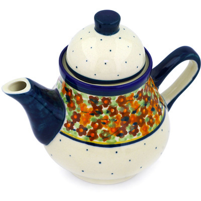Polish Pottery Tea or Coffee Pot 17 oz Russett Floral