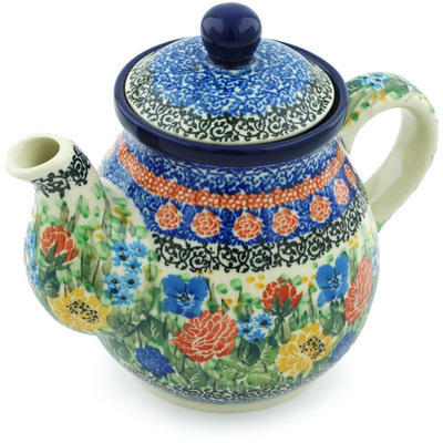 Polish Pottery Tea or Coffee Pot 20 oz Amazing Ideal UNIKAT