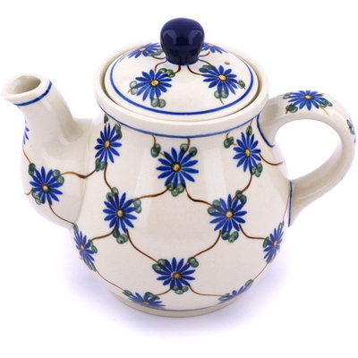 Polish Pottery Tea or Coffee Pot 20 oz Aster Trellis