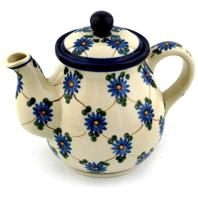 Polish Pottery Tea or Coffee Pot 20 oz Aster Trellis