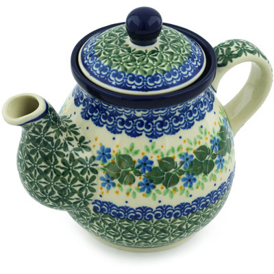 Polish Pottery Tea or Coffee Pot 20 oz Aster Wreath