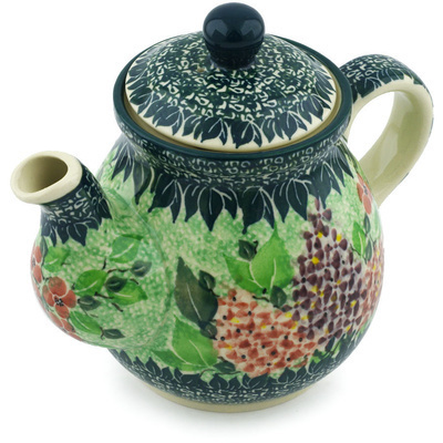 Polish Pottery Tea or Coffee Pot 20 oz Berry Beautiful UNIKAT