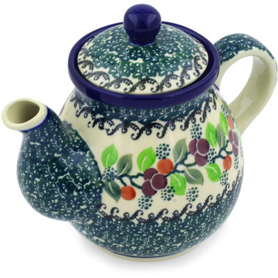 Polish Pottery Tea or Coffee Pot 20 oz Berry Garland