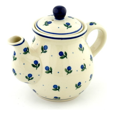 Polish Pottery Tea or Coffee Pot 20 oz Blue Buds