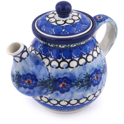 Polish Pottery Tea or Coffee Pot 20 oz Blue Delight UNIKAT