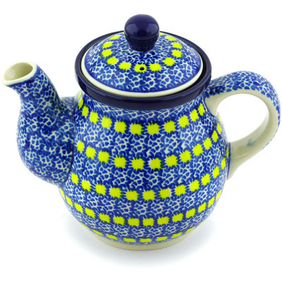 Polish Pottery Tea or Coffee Pot 20 oz Blue