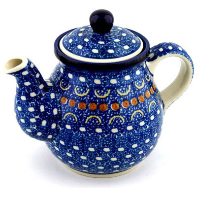 Polish Pottery Tea or Coffee Pot 20 oz Blue Horizons
