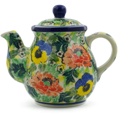 Polish Pottery Tea or Coffee Pot 20 oz Breathtaking UNIKAT