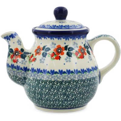 Polish Pottery Tea or Coffee Pot 20 oz Budding Blossom