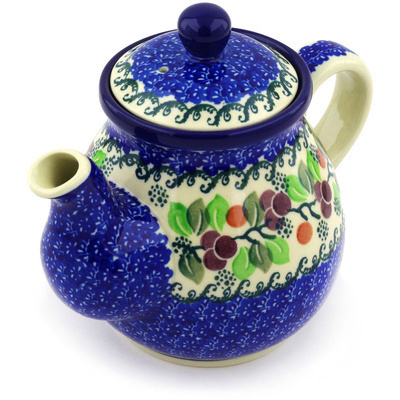 Polish Pottery Tea or Coffee Pot 20 oz Cherries Jubilee