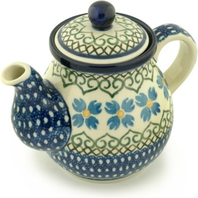 Polish Pottery Tea or Coffee Pot 20 oz Chickory Heart Vines