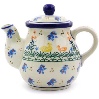Polish Pottery Tea or Coffee Pot 20 oz Children&#039;s Spring