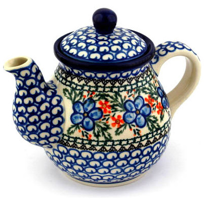 Polish Pottery Tea or Coffee Pot 20 oz Cobblestone Garden