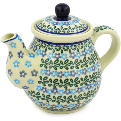 Polish Pottery Tea or Coffee Pot 20 oz Daisy Rings