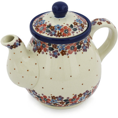 Polish Pottery Tea or Coffee Pot 20 oz Fall Memories UNIKAT