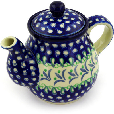 Polish Pottery Tea or Coffee Pot 20 oz Fleur De Lis
