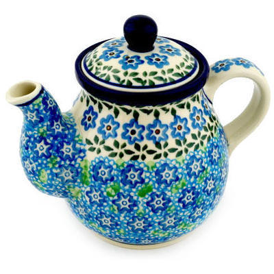 Polish Pottery Tea or Coffee Pot 20 oz Flower Power